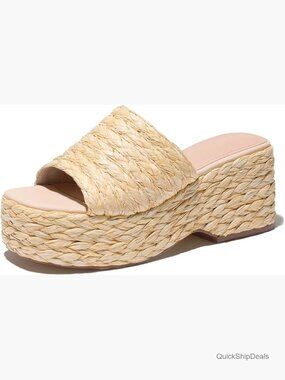 Platform Espadrille Sandals with PU Leather and Padded Insole
